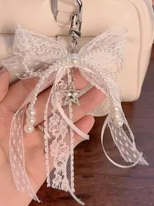 Adorable Lace Bow, Star Ballet Ribbon, Gothic Style, Perfect for Bag Keys Car Decor, Bag Charm Keychain, All Seasons Accessory