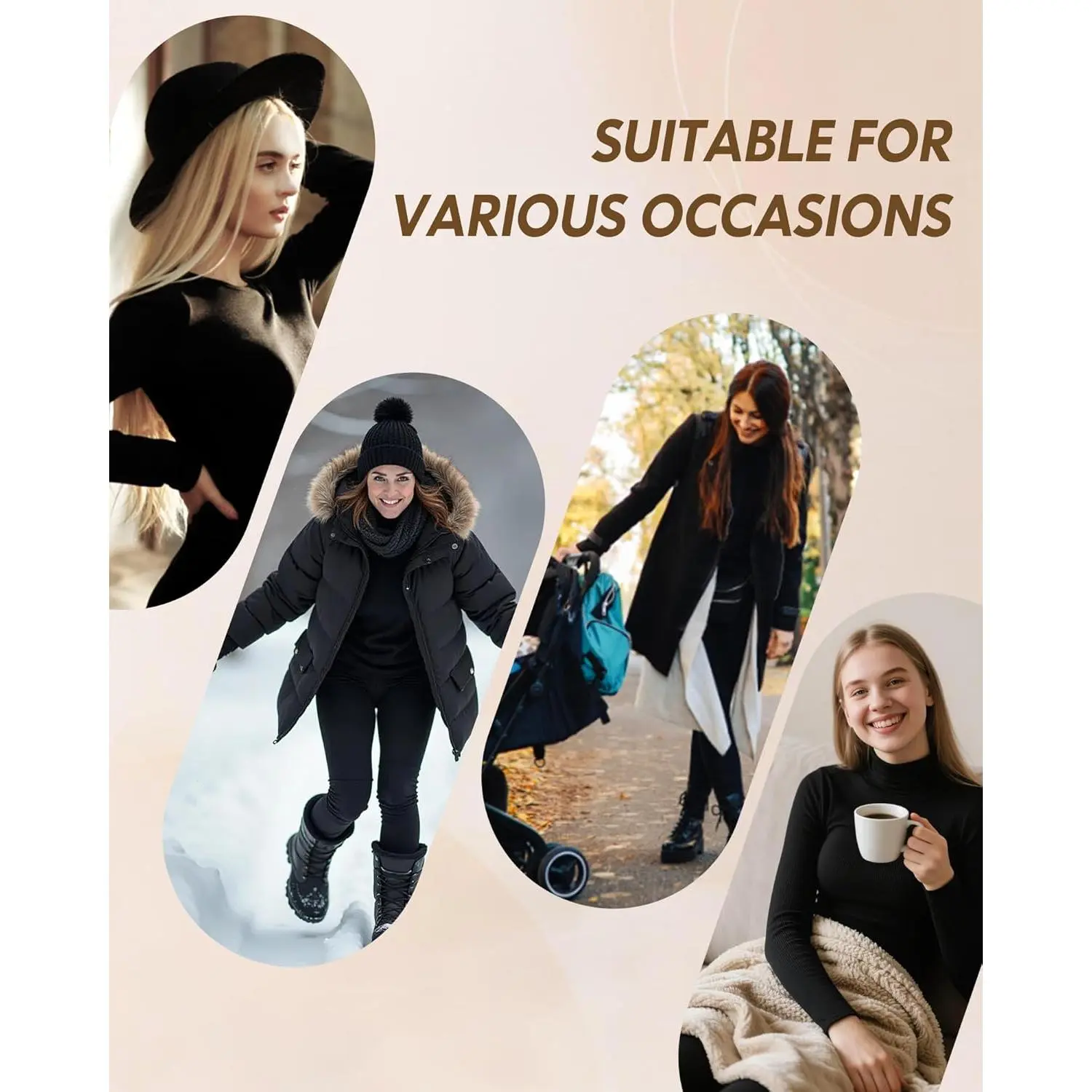 Women's Thermal Underwear Tops - Fleece Lined Long Sleeve Baselayer Shirt for Winter, 1 2 4 Pack, Warm Comfortable Layering Essential Cold Weather Clothing Women's Thermal Underwear Tops - Fleece Lined Long Sleeve Baselayer Shirt for Winter, 1 2 4 Pack, Warm Comfortable Layering Essential Cold Weather Clothing