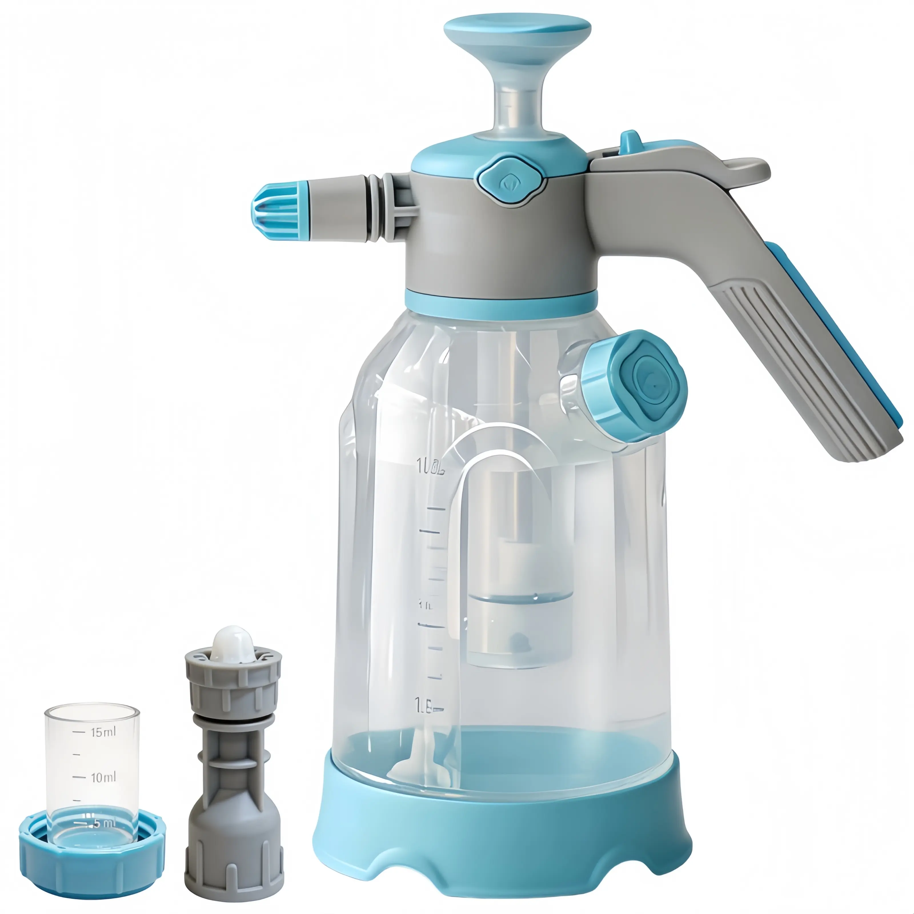2L Handheld Pressure Foam Garden Sprayer, Adjustable Nozzle, Upgraded Fill Port & Safety Relief Valve, Portable Manual Pump Sprayer for Plant Watering, Car Washing, Household Cleaning,Blue