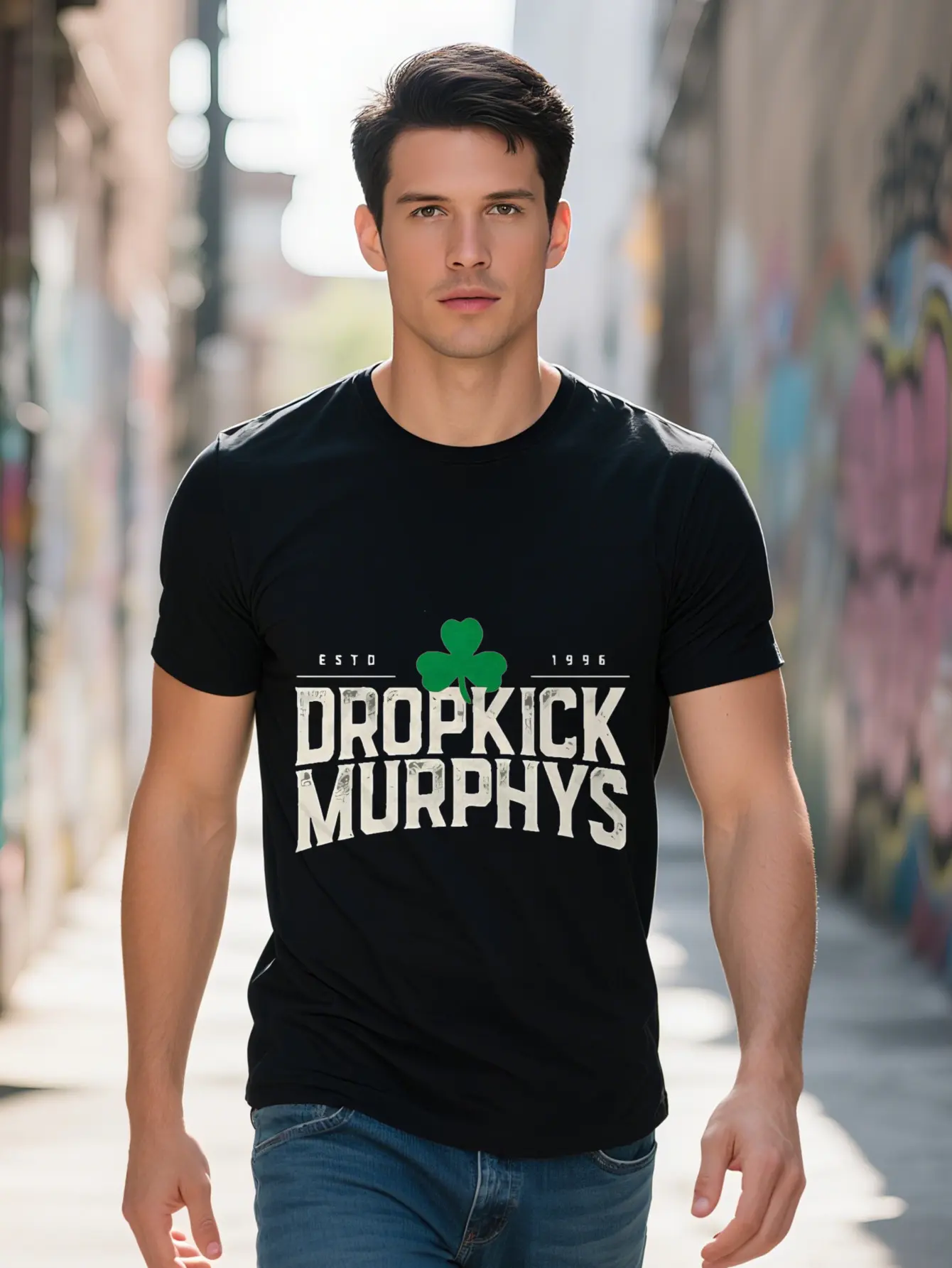 Men s Graphic Tee Black Dropkick Murphys D Print Polyester Blend Smooth Fabric Hine Washable Summer Casual Wear