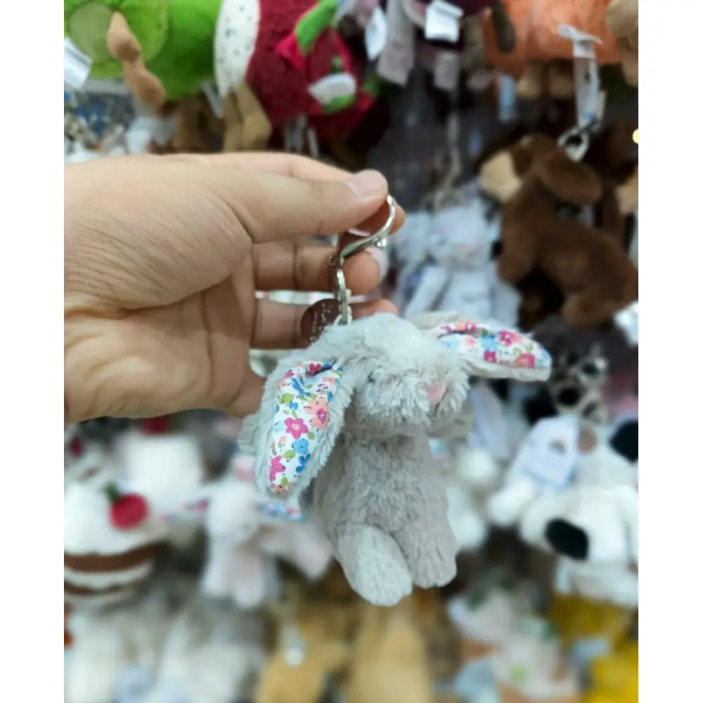 Gray Floral Rabbit Pendant