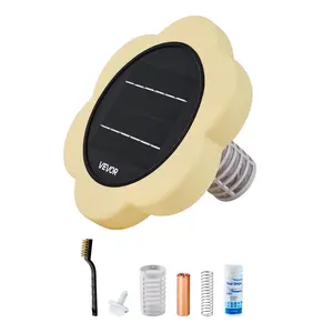 VEVOR Solar Pool Ionizer, Petal Copper Pool Ionizer Up to 45000 Gal, Floating Automatic Water Cleaner and Purifier, Chlorine Free Water, with Copper Anode, Spring, Brush and Filter for Pools & Spas