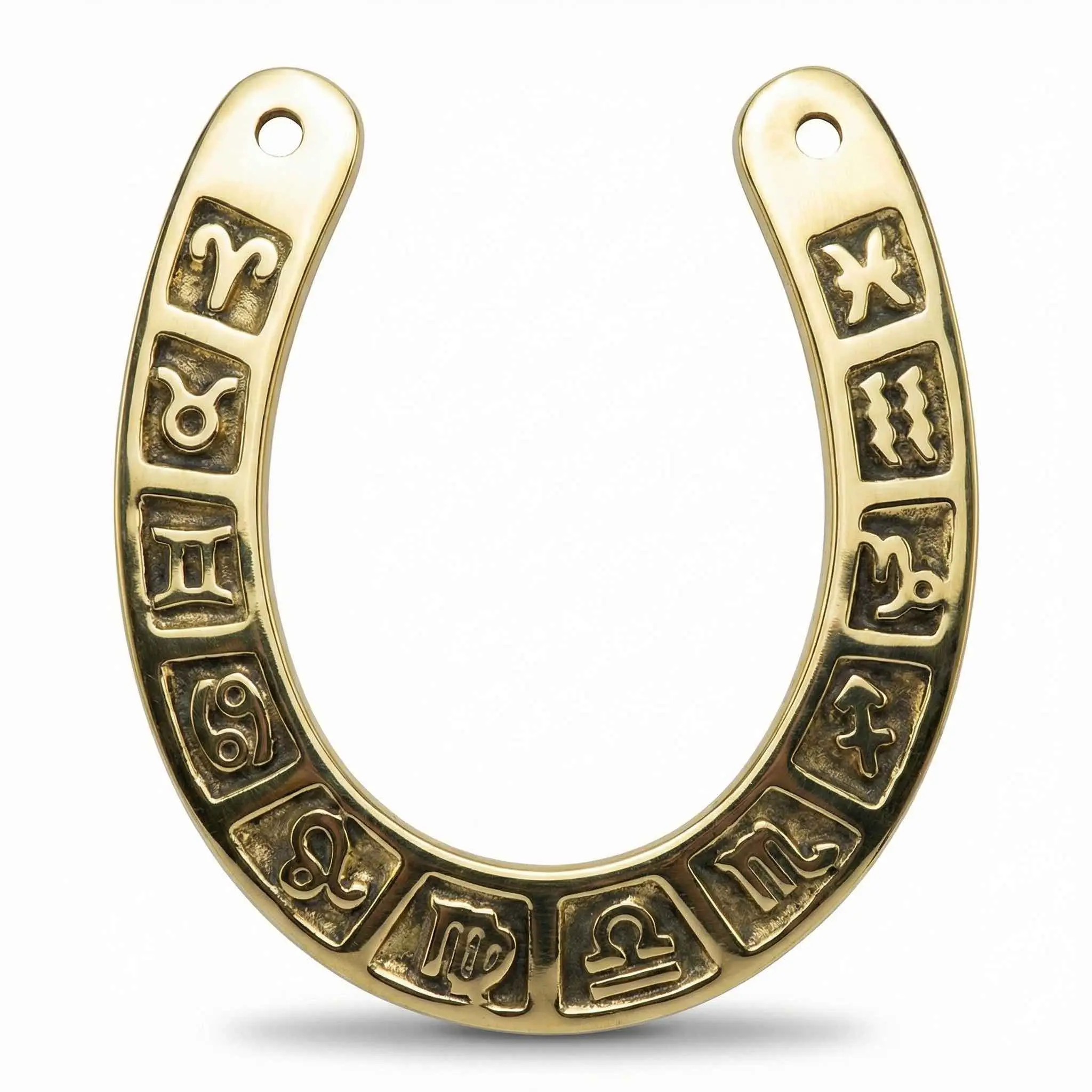 Zodiac Horseshoe All 12 Signs — Cast Metal Lucky Charm Talisman