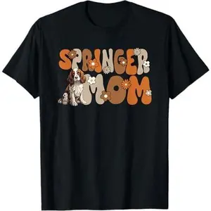 English Springer Spaniel Groovy World's Best Springer Mom T-Shirt