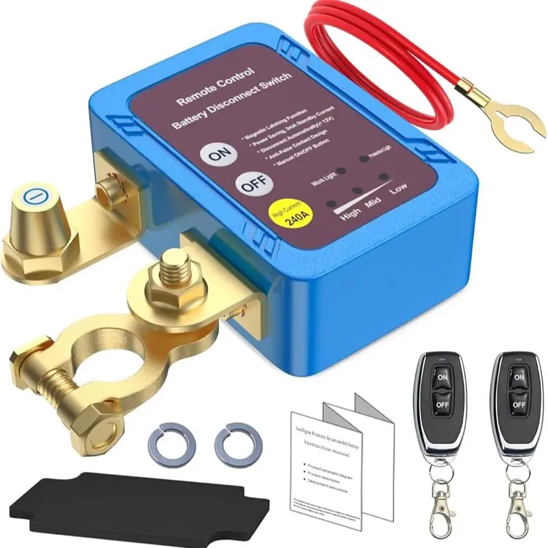 Kill Switch for Car, 12V 240A Remote Battery Disconnect with Led Voltage Display, Car Battery Kill Switch Anti Theft, Automatic Cut Off Shut Off for Auto, Truck, Boat