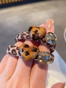 2-Pack Heart-Shaped Hair Ties Scrunchies Leopard Print High Elasticity Casual Hair Accessories for Women, Perfect for Daily Wear, Ponytail Hairstyle & Valentine's Day