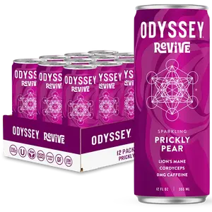 Prickly Pear Revive Sparkling Cognition & Mood Drink - Caffeine Free - 12 Pack