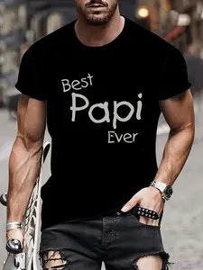 Men's BEST PAPI EVER Graphic Tee - Crew Neck, Regular Fit, Durable Stretch, Ideal for Sports & Casual Wear