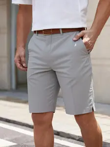 Men's Solid Color Plain Casual Shorts, Daily Wear Formal Pocket Shorts, Comfortable Versatile Summer Pants, Stylish Lightweight Design