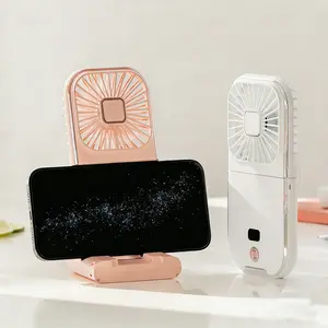 Multifunctional Portable Fan with Phone Holder, Temporary Power Bank, Summer Cooling, Foldable, Four Wind Speeds, Desktop and Neck Fans