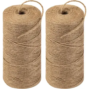 Twine String 1312  Long Jute Twine  Rope for Gardening Crafts Giftwares Wrapping Packing Wedding Decor, Brown 2 Rolls