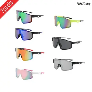 7-Pack Windproof Outdoor Sports Cycling Sunglasses for Men & Women, Euro-American Style Colorful Large Frame Slim Sun Visor, UV Protection for Motorcycle, Fishing, Travel & Spring Outdoor Riding tiktokshopspringglowup