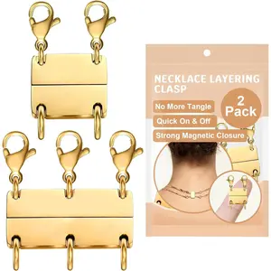 Necklace Layering Clasp - 18K  Plated Multiple Necklace Clasp Set,  Chain Separator & Extender for Women, Double & Triple Closure for Layering(2 PCS/)