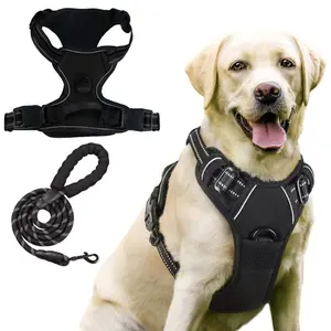 Dog Harness No Pull with 2 Leash Clips, Adjustable Soft Padded, Reflective Oxford No Choke Pet Vest with Easy Control Handle for All Kinds of Dogs