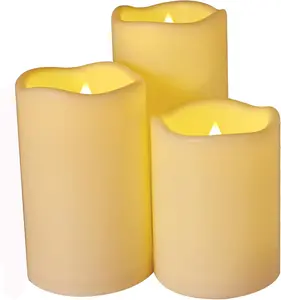 Weatherproof Flameless Candles with 6 H Timer-1000 Hours Long Life,   Operated Flickering LED Pillar Candles,Outdoor Candles for Chiristmas Thanksgiving Halloween  4" 5" 6" )