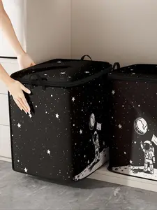 Astronaut Pattern Quilt Storage Bag, Cute and Practical Bedding Organizer, Durable Material Storage Bag with Handle for Home Use, Bedding Storage Bags