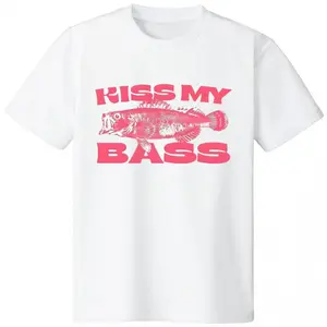 Kiss My Bass Vintage Style Fishing T-Shirt, Fisher Graphic Shirt Pink Design,Comfortable sweatshirt, with or without a hood