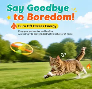 Interactive Cat Fetch Toy Propeller Launcher Gun - Flying Disc Shooter with Colorful Saucers, Battery-Free Operation, Bright & Engaging for Indoor Kitten Exercise, Kids Outdoor Backyard Play, Pet Bonding Time