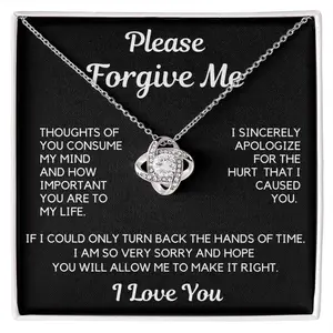 Apology Gift | I Am Sorry, From Him To Her, From Husband, Boyfriend Forgiveness Necklace, Love Knot Necklace, Jewelry With Message Card