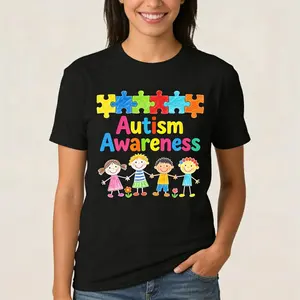 Vivid Puzzle and Whimsical Doodle Autism Awareness T-Shirt