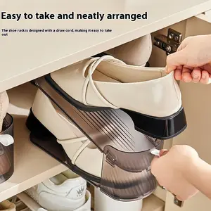 Household Simple Plastic Shoe Rack The Third Gear Adjustable Shoes Holder Dormitory Shoe Storage Organizer