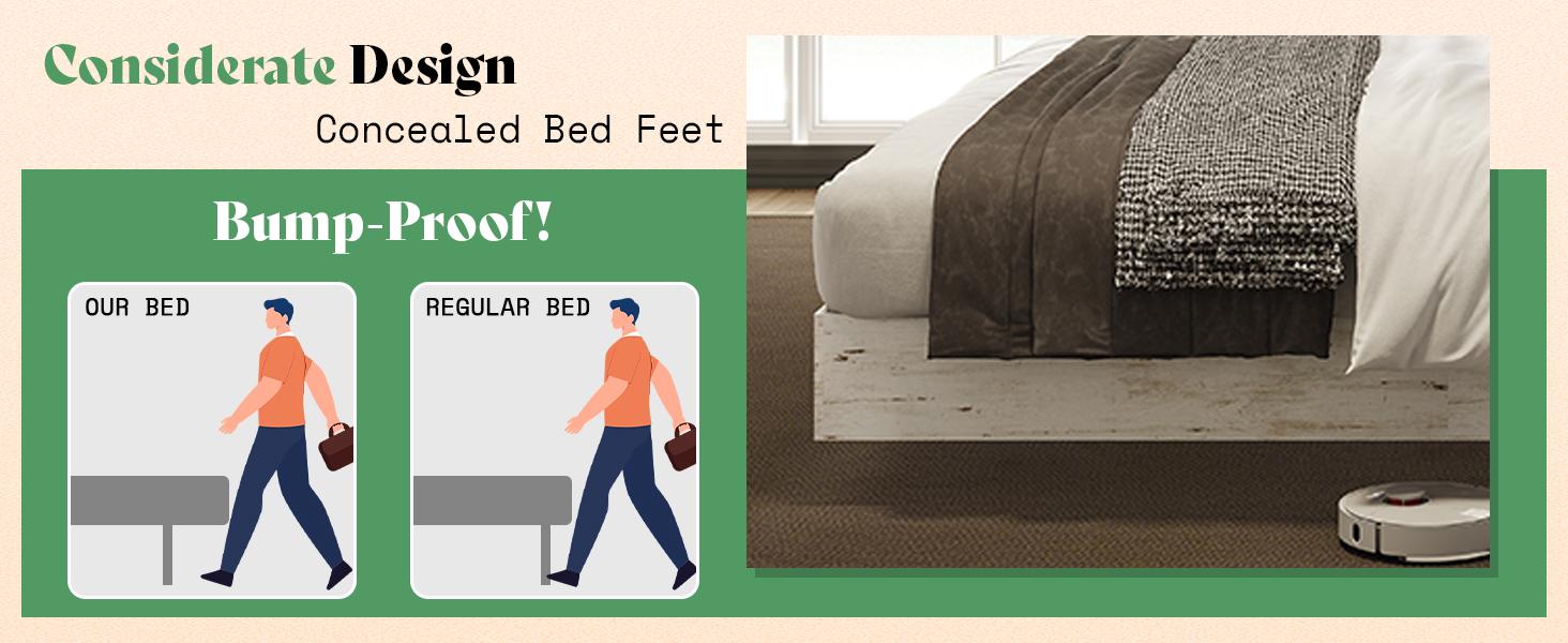 AMERLIFE Farmhouse Floating Bed Frame with Reclined Headboard, Platform Bed with LED Light, No Box Spring Needed/Unique Bedroom Furniture/Best Gift Ideas/Christmas Gifts AMERLIFE Farmhouse Floating Bed Frame with Reclined Headboard, Platform Bed with LED Light, No Box Spring Needed/Unique Bedroom Furniture/Best Gift Ideas/Christmas Gifts