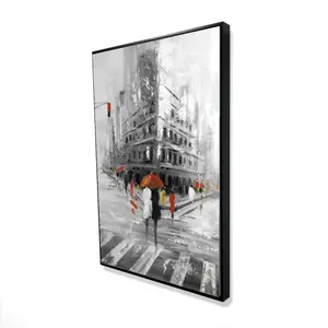 Begin Home Decor 2081-3624-CI22 24 x 36 in. Gray Bedroom Art - Greyish Flatiron Building Framed Canvas