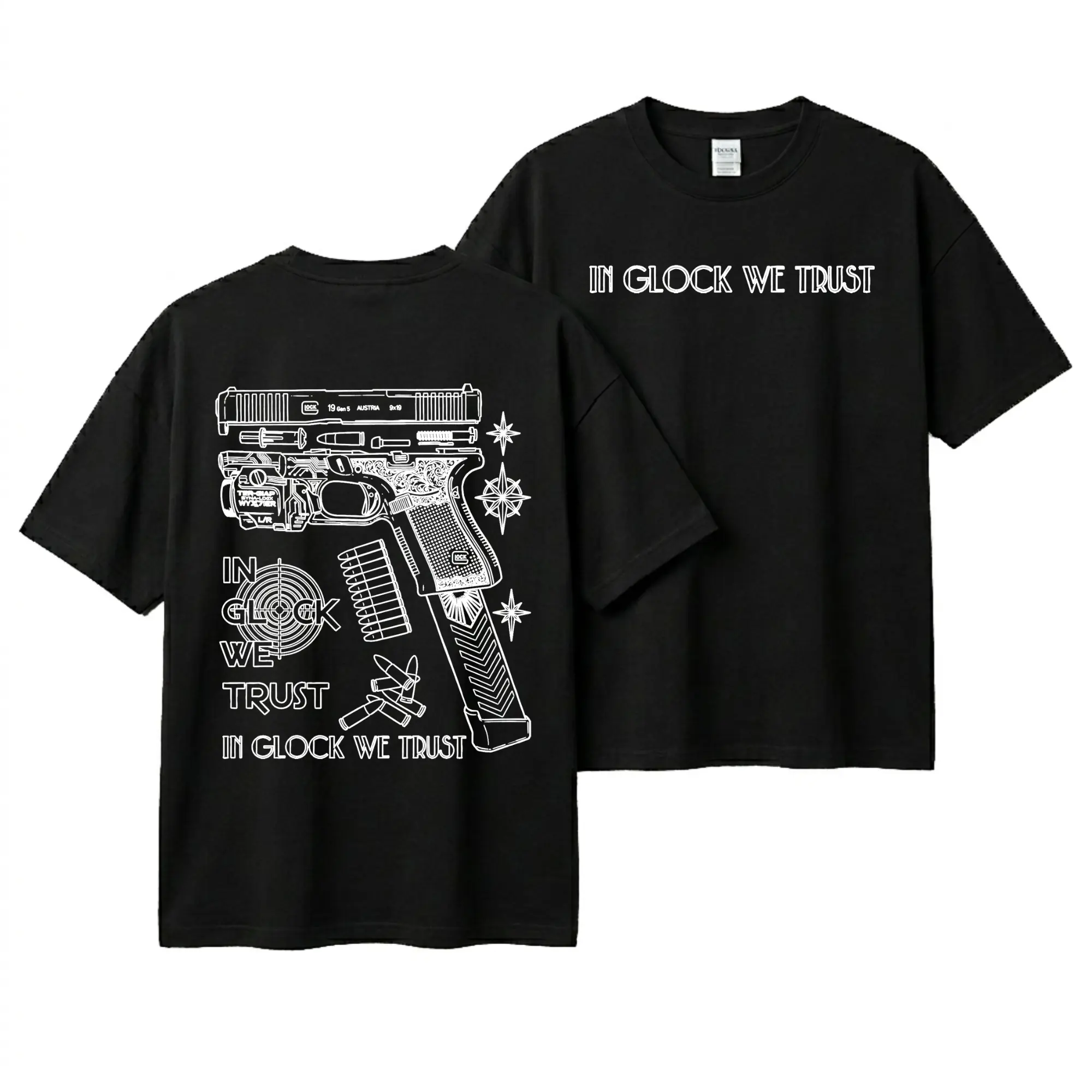 IN GLOCK WE TRUST 2-Sided V5 Unisex Casual Streetwear Full-Color T-Shirt