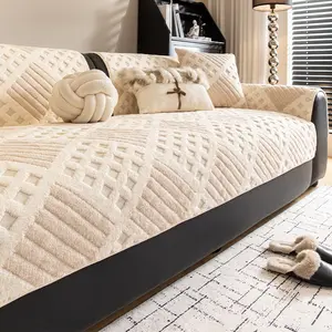 Thick Plush Sofa Cushion, 1 Count Non-Slip Cushion, Simple Geometric Design, Machine washable, Pet Friendly, Fits One to Four Seater Sofas, Soft Sofa Protector