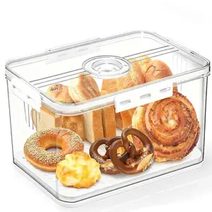 ONESHOW Large Bread Storage Container with Airtight Lid Time Recording Dial Detachable Drain Tray Leak Proof Insulated Modern Containers for Kitchen Countertop,Mother's Day Gifts