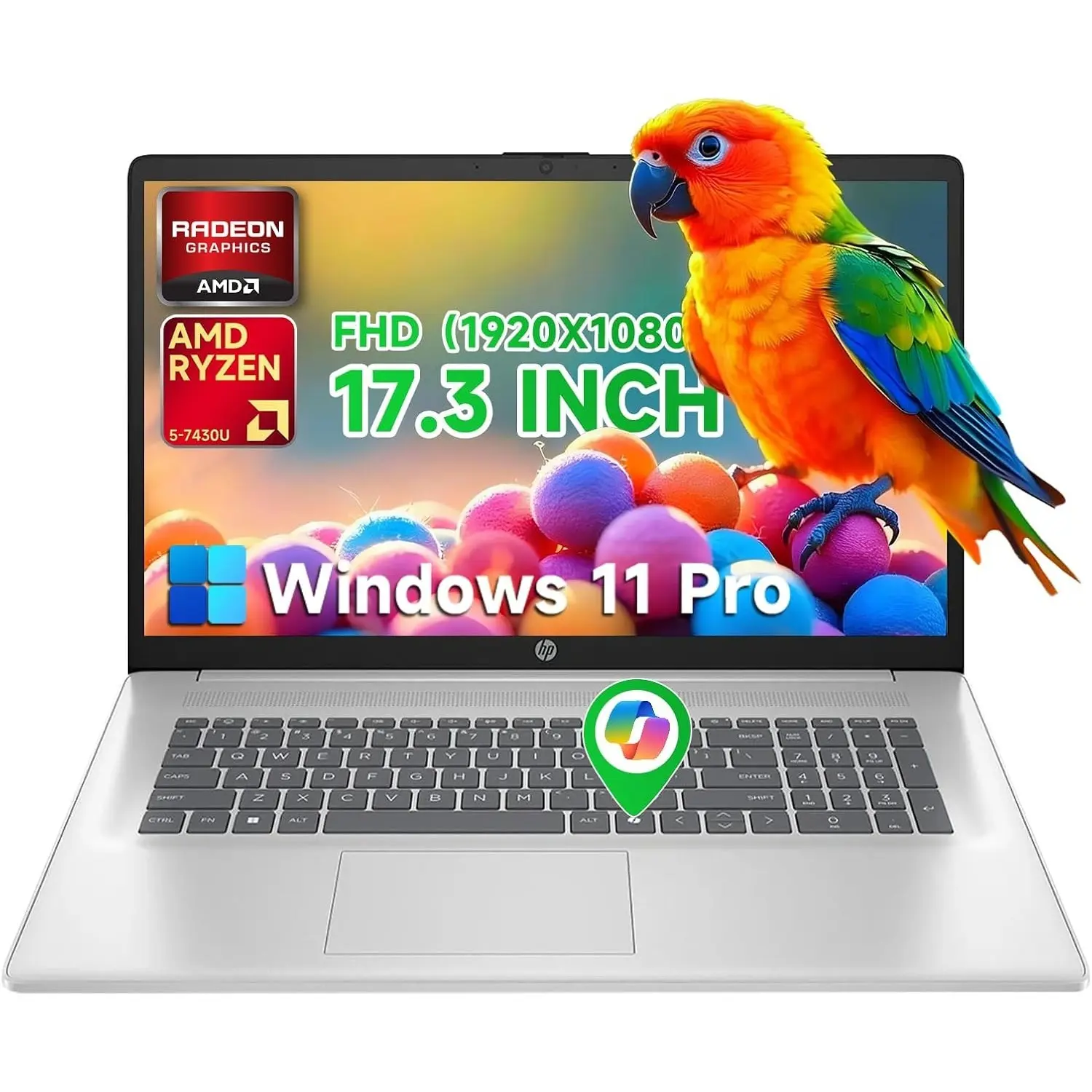 HP Flagship 17 Business Laptop - Windows 11 Pro, 17.3" Full HD Anti-Glare IPS Display, AMD Ryzen 5 7430U, 32GB RAM + 1TB SSD, Webcam, WiFi 6, USB A/C, HDMI