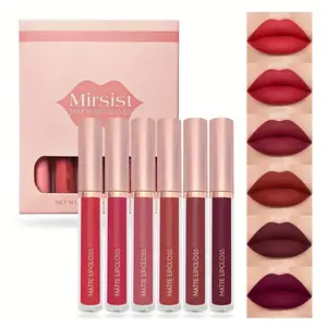 6pack Matte Lip Glossy Set Cosmetic Waterproof Moisturizing Non Stick Cup Lip Glaze Easy to apply Milk Tea Color Lipstick Long Lasting Makeup