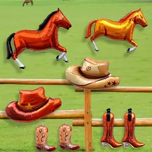 8 Pcs Cowboy Horse Theme Party Decoration Shape Horse Aluminum Film Balloons Cowboy Party Birthday Decoration Balloons Suitable for Events and Parties