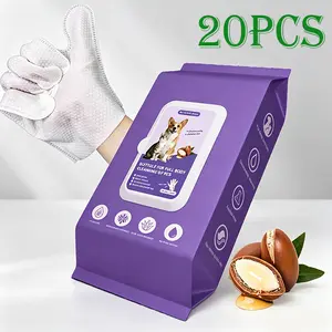 20pcs Disposable pet gloves, suitable for cleaning cats and dogs, dry cleaning gloves, disposable wet wipes gloves,glove wipes  dog wipes glove wipe outdoorfun grooming