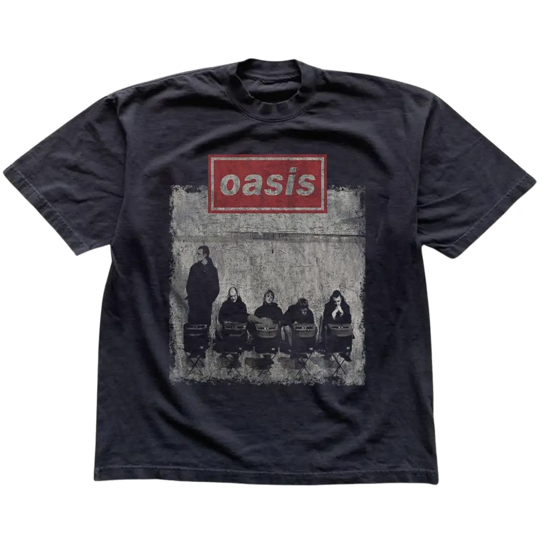 Gildan Men's Women's T-shirt, Oasis Band Tshirt, Music Rock Band Vintage Graphic Tees, Indie Rock, Rock Music Lover, Alternative Rock Apparel, Back To The 90s Rock Tee, Menswear Womenswear Top Streetwear Crewneck Fit Minimalist