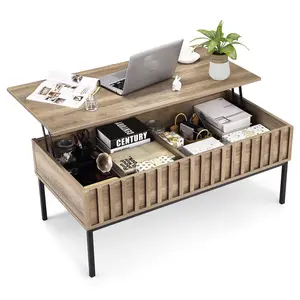 Lift Top Coffee Table - Extendable Dining Room Table, Mid Century Modern Design, Hidden Compartment, Storage Shelf, and Versatile Functionality