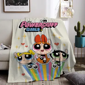 powerpuff girls Throw Flannel All Weather Blanket Kneeling Blankets Fluffy Warm Winter Blanket Blankets on Offer Home Knee Throw Wearing Microfiber