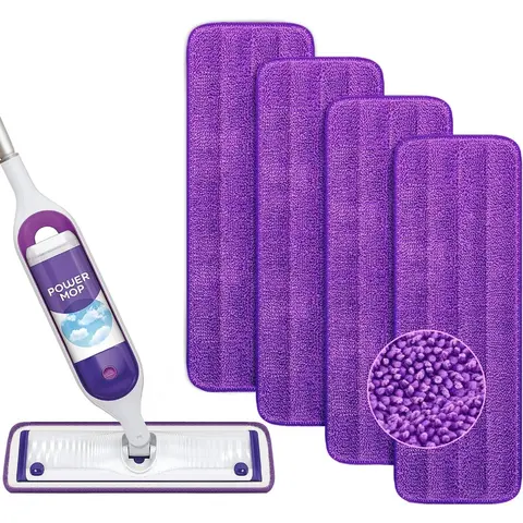 Reusable Microfiber Mop Replacement Heads, 4/6 Pack Washable Cleaning Pads - Power Mop Fit, Dry/Wet Clean, Safe on All Floors, Machine Washable, Cost-Saving, Reduces Disposable Cloth Waste, Ideal for Kitchen Grease