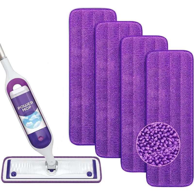 Reusable Microfiber Mop Replacement Heads, 4/6 Pack Washable Cleaning Pads - Power Mop Fit, Dry/Wet Clean, Safe on All Floors, Machine Washable, Cost-Saving, Reduces Disposable Cloth Waste, Ideal for Kitchen Grease