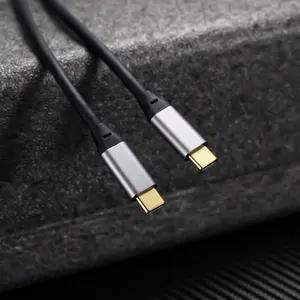 Dual Type-C data cable PD fast charging car and home charging cable suitable for mobile phones, computers, tablets and laptops, with male to male extension at both ends Alloy Device