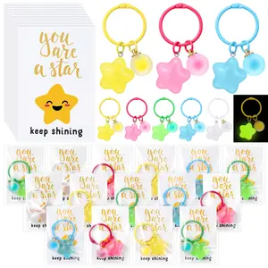 25/50 Set Glow In the Dark Star Keychains with Star Cards Bulk Light Up Back-to-School Season Gifts Student Backpack Charms for Returning StudentsClass Prizes Party Favors Employee Appreciation Gifts for  Staff Coworkers