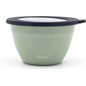 S'well - Stainless Steel Salad Bowl Kit, Comes with 2oz Mini Canister and Removable Tray for Organization, Leakproof, Easy to Clean, Dishwasher Safe (64 oz, Mountain Sage)
