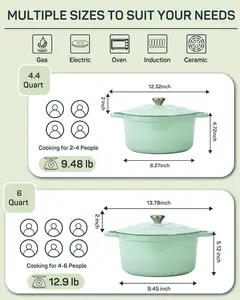 6 QT Enameled Cast Iron Dutch Oven Pot with Lid Dual Handles Oven Safe up to 500°F for Bread Making Cooking Braising Stovetop Safe Mint Green Great Gift for Family