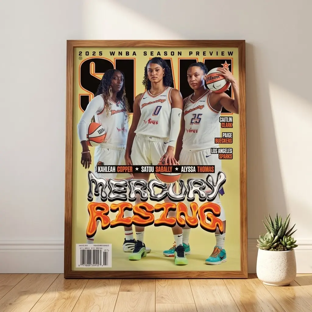 Phoenix Mercury SLAM Magazine Poster, WNBA Team Wall Art, Women's Basketball Cover Print, Sports Room Decor, No Frame