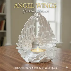 Angel Wings LED Tealight Candle Holder, 3D Printed Guardian Angel Home Decor, Spiritual Memorial & Cozy Ambiance Decorative Candle Holder for Bedroom, Living Room, Christmas & Gifting