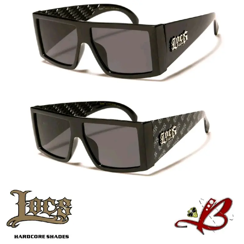 Locs Kingpin Large Frame Flat Top Squared Dark Lens Black Sunglasses | Designer Full Rim Square Cholo OG Lowrider Gangster Style Sport Shades | Original & Authentic Locs tiktok shop