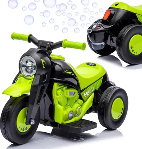 GAOMON 6V Ride-On Bubble Motorcycle With Bubble Maker-3-Wheeler With Light And Music-Birthday Gift-Green