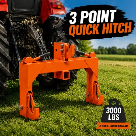 YITAMOTOR 3 Point Quick Hitch Attachment for Category 1 Tractors, 3000LBS Heavy Duty 3 Pt Tractor Hitch with 2" Receiver, Adjustable 5 Level Bolt for Farm & Ranch Equipment