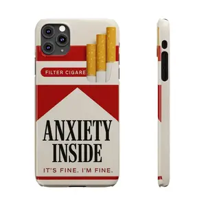 Retro Cigarette Box Phone Case, Funny Anxiety Humor Smoke Lover Gift, Tough Case MagSafe Case for Model X 11 12 13 14 15 16 17 Pro Max S21 S22 S23 S24 S25 Ultra