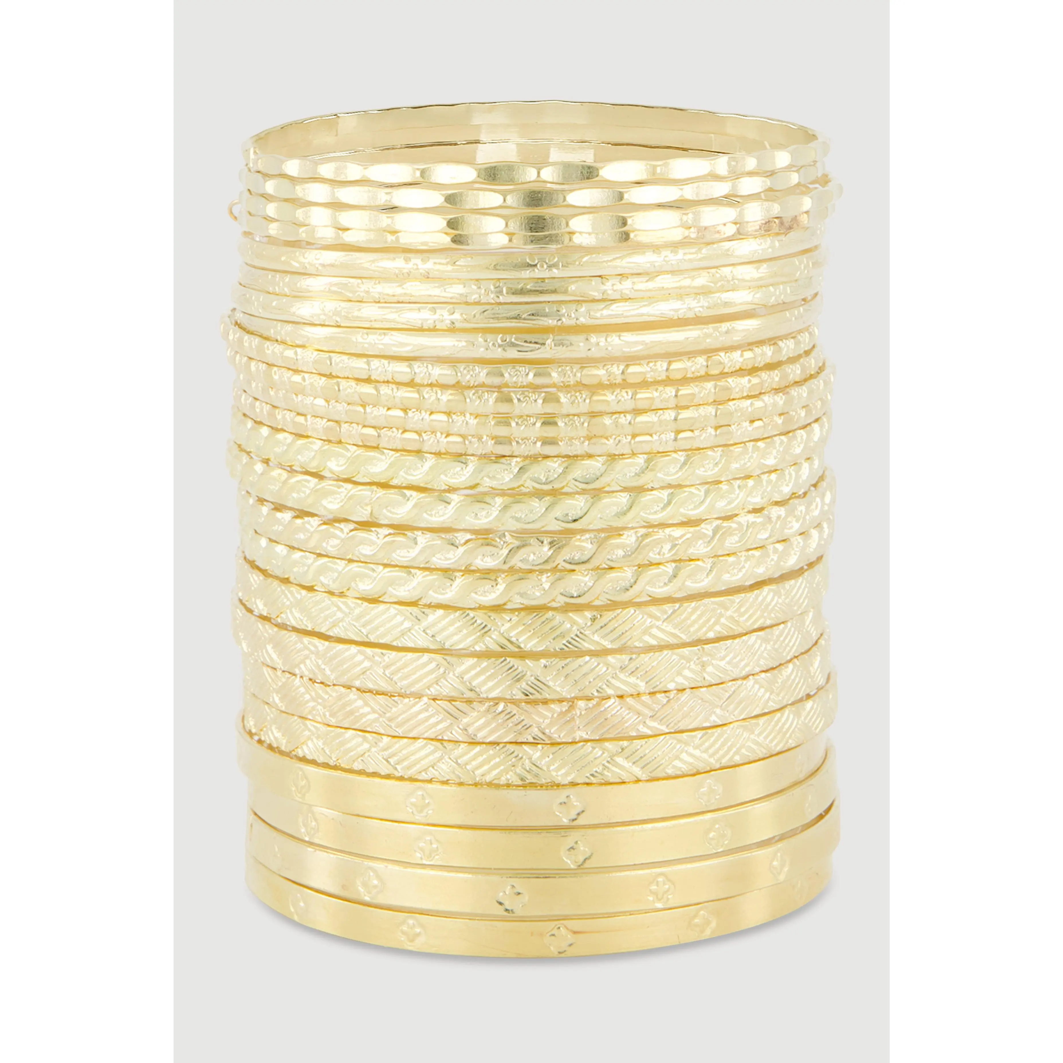 Textured Metallic Bangles Set of 24